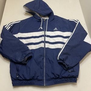 Adidas Mens Sz L Logo Jacket Blue Flag Tag Vintage